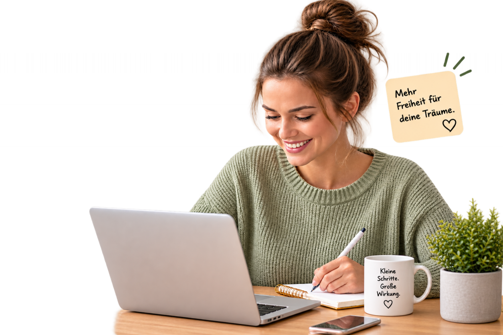 Frau Homeoffice sitzt am Laptop